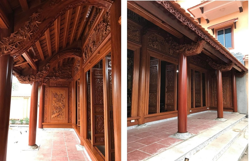 Với những ưu điểm này, gỗ lim Nam Phi thường được dùng làm cột, kèo, xà trong các công trình xây dựng. Ảnh: Đồ gỗ Hùng Phát