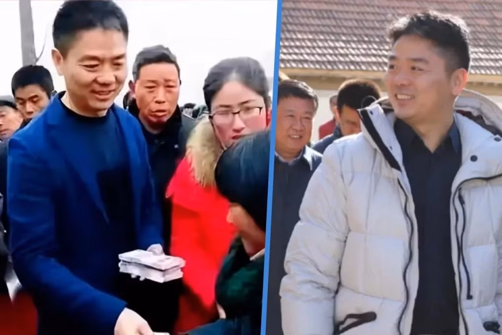 Khi Lưu Cường Đông đỗ đại học, cả làng quyên góp được 500 nhân dân tệ (1,7 triệu đồng) làm lộ phí lên trường nhập học. Tình cảm này của bà con khiến vị đại gia khắc ghi trong lòng và mong muốn đền đáp khi có cơ hội. Ảnh: SCMP