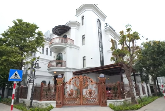 Cổng ra vào lớn với chất liệu nhôm đúc với các họa tiết bắt mắt. Ảnh chụp màn hình NhaF