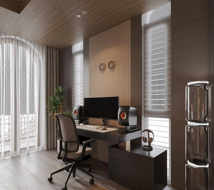 Góc làm việc thoáng đãng. Ảnh: FB Đoàn Văn Hậu