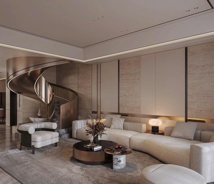 Ngôi nhà nổi bật với phong cách hiện đại, sử dụng tông kem ấm làm tông màu chủ đạo. Ảnh: FB Đoàn Văn Hậu