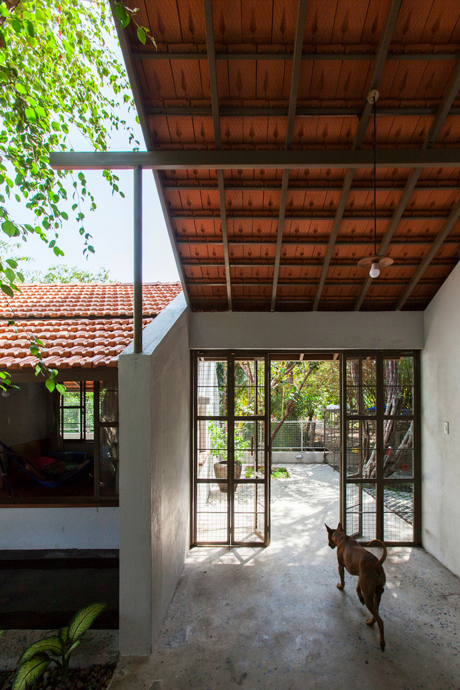 Khu vực sau quán bị bỏ hoang từ lâu có nhiều cây cối rất mát mẻ nên kiến trúc sư thuyết phục gia chủ xây nhà tại đây. Ảnh: k59 atelier
