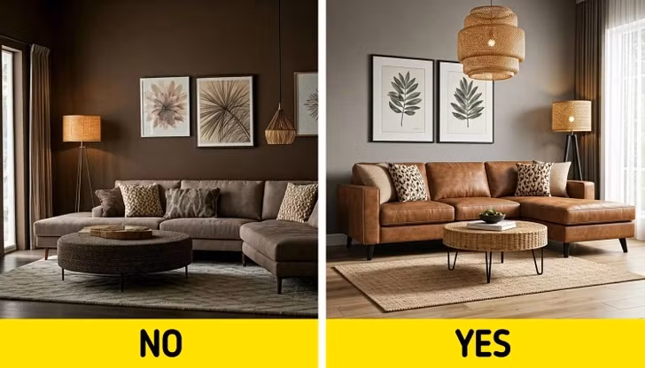 Một số sắc thái của màu nâu có thể tạo cảm giác buồn tẻ, khiến không gian trở nên nặng nề. Thay vào đó hãy chọn màu xám ấm giúp tăng thêm sự tinh tế mà không gây cảm giác lạnh lẽo. Ảnh: Brightsisde