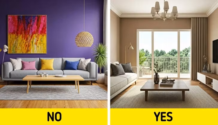 Màu sắc quá rực rỡ có thể gây mỏi mắt và xung đột với các yếu tố khác trong phong cách trang trí. Vì vậy, nên chọn các sắc thái như màu be, màu nâu nhạt và màu xám tạo cảm giác ấm cúng. Ảnh: Brightsisde