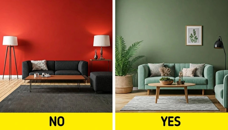 Màu đỏ tươi có thể quá chói và gợi cảm giác tức giận hoặc lo lắng, khiến nó không phù hợp với không gian sống. Ảnh: Brightsisde