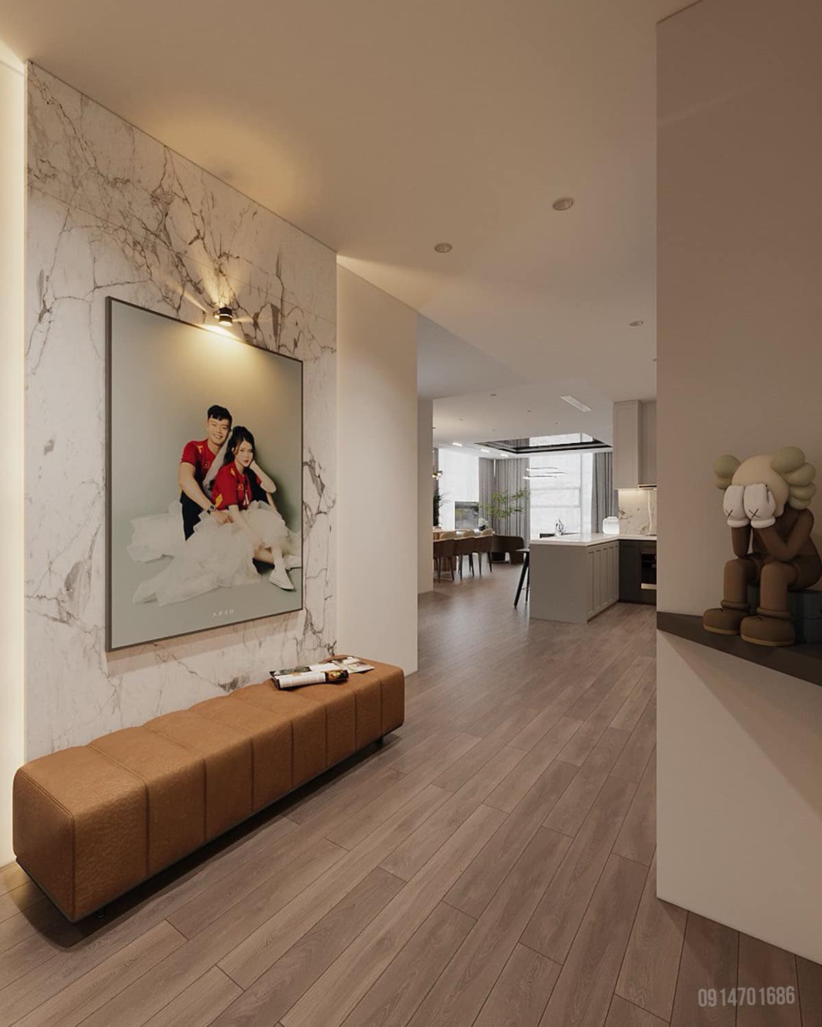 Căn hộ của vợ chồng Thành Chung nhìn từ cửa vào. Ảnh: FB Ngô Tố Uyên