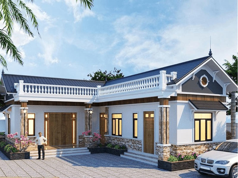 Nhà chữ L tận dụng tối đa diện tích đất, tạo không gian sinh hoạt riêng tư. Mẫu thiết kế này thường phù hợp với những lô đất có hình dáng đặc biệt. Ảnh: Shome