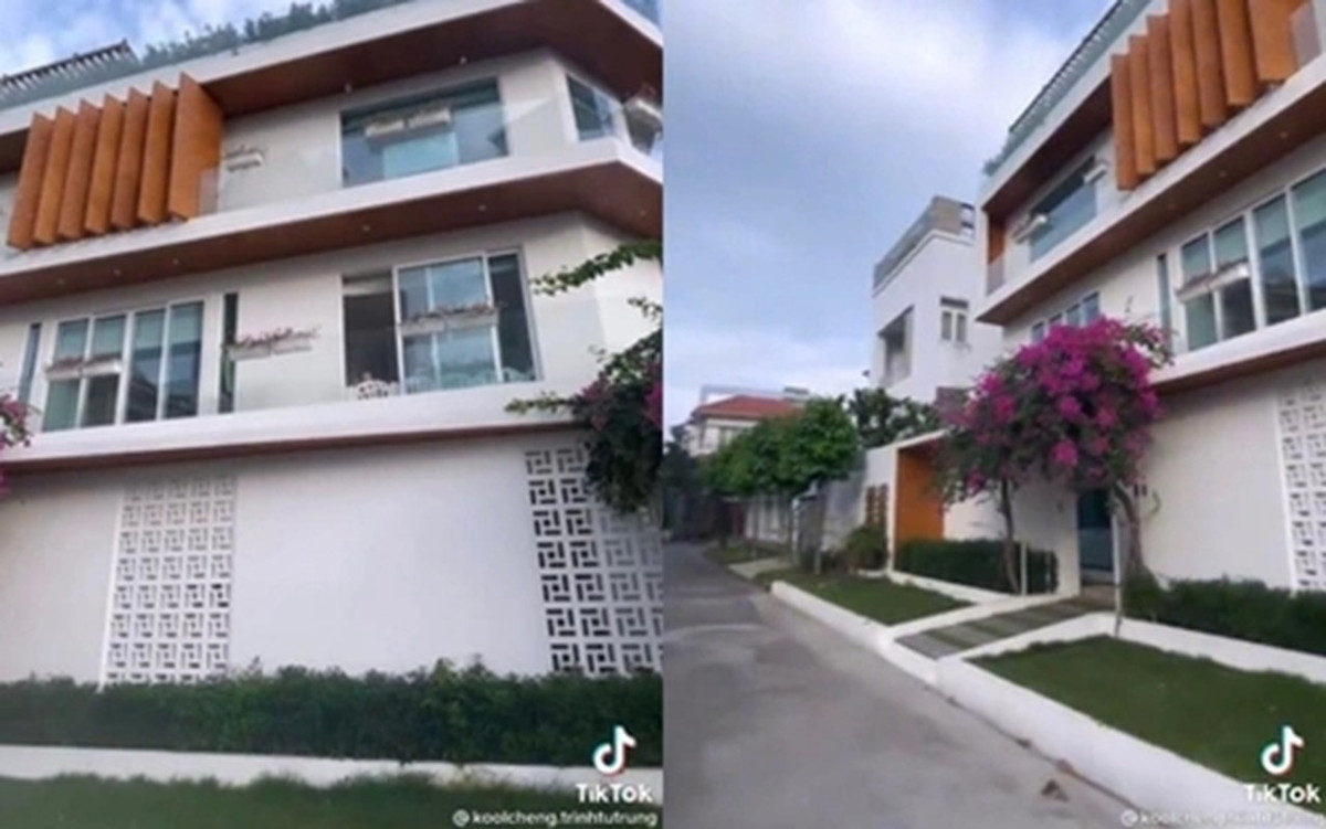 Biệt thự của Hồ Ngọc Hà - Kim Lý rộng khoảng 300m2 gồm 1 trệt, 2 lầu, thiết kế theo phong cách hiện đại. Ảnh chụp màn hình