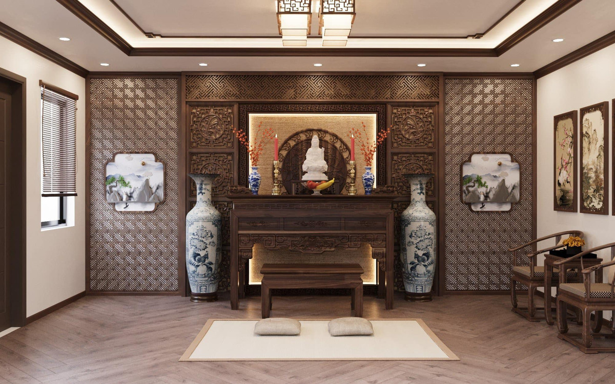 Không gian phòng thờ trang nghiêm. Ảnh: FB Phạm Tuấn Hải