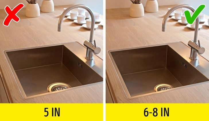 Điều quan trọng nhất của chậu rửa là sự tiện lợi và khả năng sử dụng. Bồn rửa phải rộng rãi và được làm bằng vật liệu có khả năng chịu được nhiệt độ cao. Ảnh: Brightside