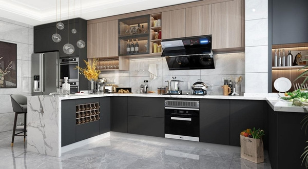 Bố trí thiết bị phòng bếp quá cao hoặc quá thấp đều ảnh hưởng đến tính thẩm mỹ của ngôi nhà và gây bất tiện cho người dùng. Do vậy, hãy cân nhắc chiều cao của gia chủ với các thiết bị. Ảnh: Kitchen room