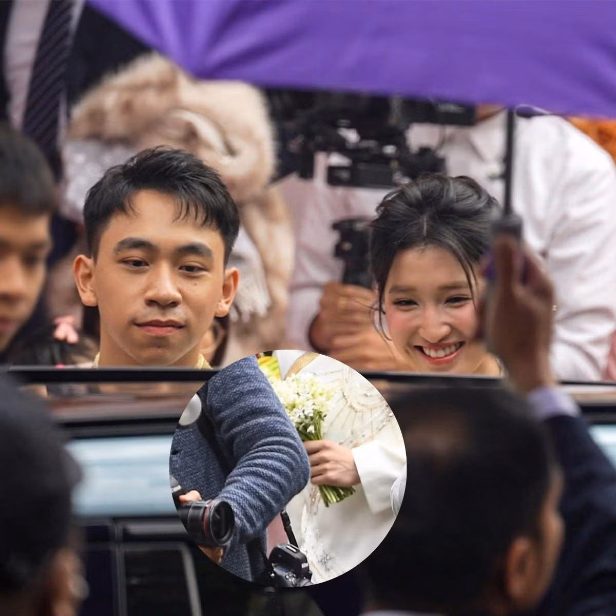 Bó bó hoa cưới của Á hậu Phương Nhi được kết từ hoa linh lan và hoa sao trắng Nhật Bản. Ảnh: Saostar