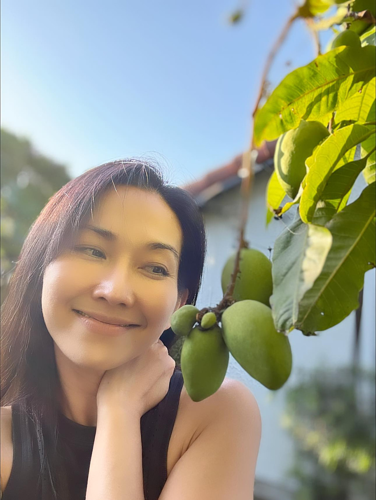 "Út Ráng" Kim Hiền cho biết, nhìn thấy trong khu vườn nhỏ có trái là đủ năng lượng. Ảnh: FB Kim Hien