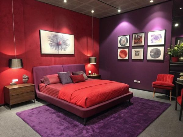 Đỏ và tím kết hợp trong nội thất nhà ở có thể gây cảm giác choáng ngợp, vì cả hai đều là những sắc thái đậm , thu hút sự chú ý. Ảnh: Brightside