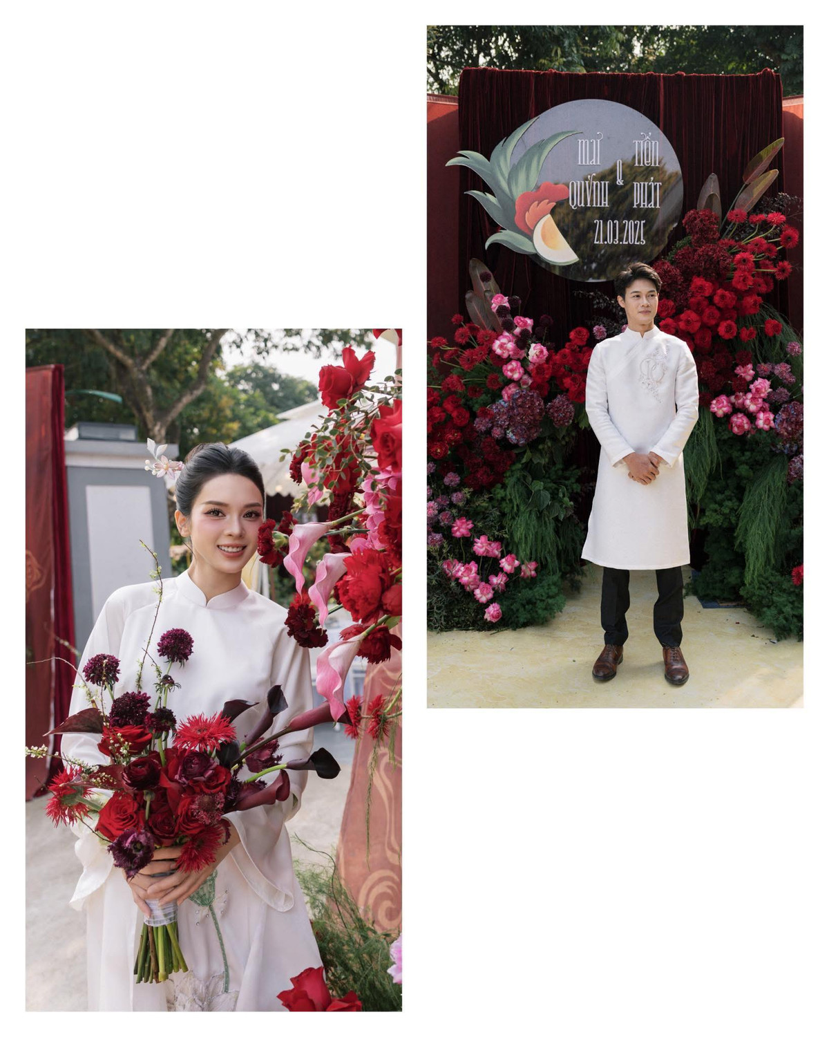 Vừa qua, diễn viên Quỳnh Lương tổ chức lễ ăn hỏi với bạn trai Tiến Phát tại quê nhà Phú Thọ sau 2 năm yêu nhau. Ảnh: FB Quỳnh Lương