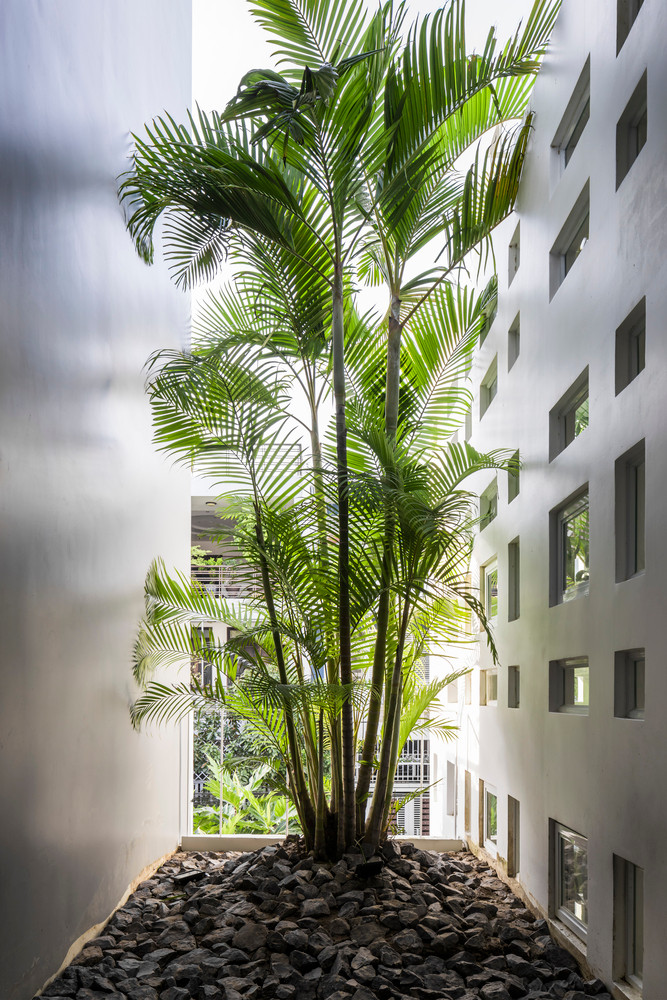 Mặt tiền nằm ở hướng Tây nên cần hạn chế ánh nắng nóng và lấy gió làm mát cho căn nhà. Ảnh: Hiroyuki Oki