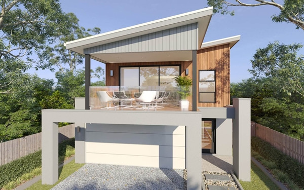 Thay vì tốn thêm chi phí xây tầng nữa, nhà 2 tầng mái lệch có thêm gác mái khá tiện dụng khi mở rộng thêm một phần không gian sống. Ảnh: Noithattugia