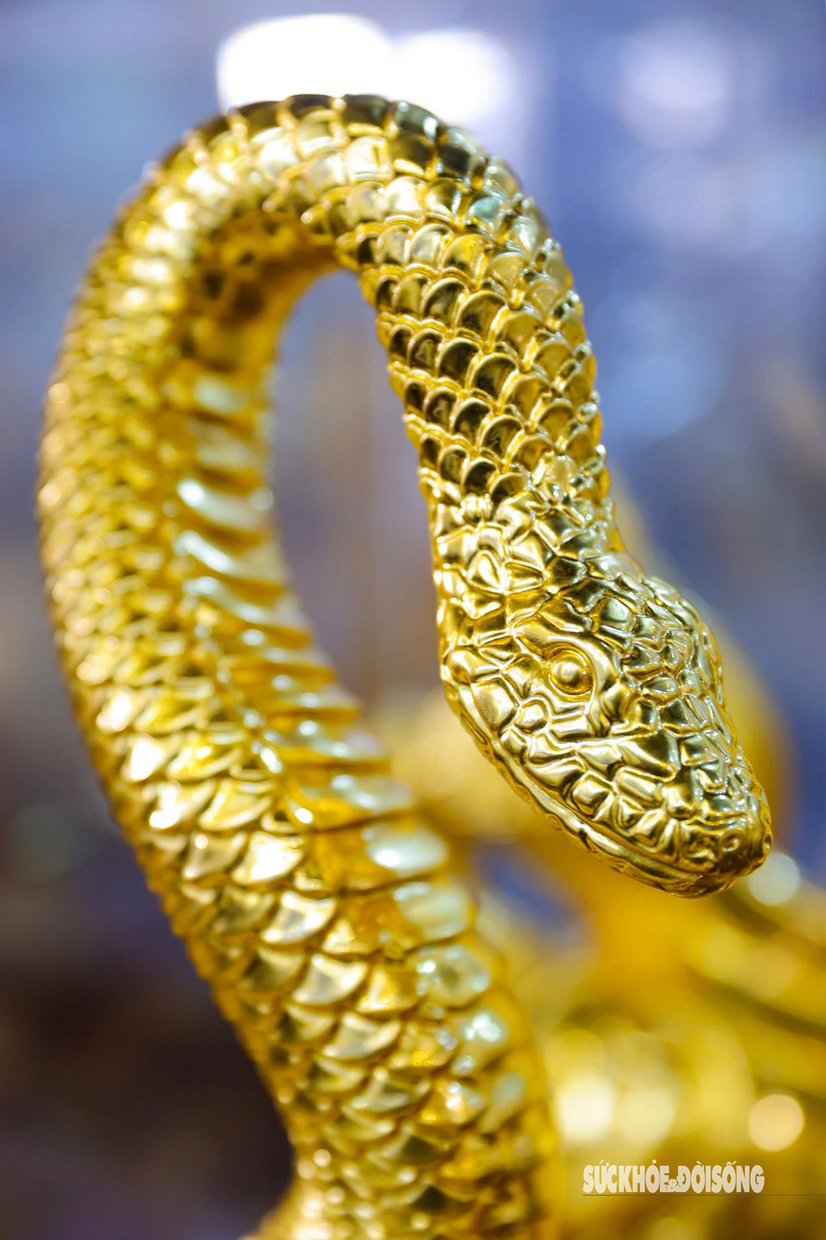 Đáp ứng nhu cầu của người tiêu dùng trong dịp Tết Ất Tỵ 2025, nhiều cơ sở sản xuất đã tung ra thị trường linh vật rắn dát vàng 24K với những đường nét tinh xảo. Ảnh: Suckhoedoisong