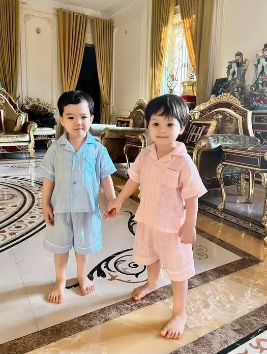 Qua bức ảnh cặp song sinh của con trai cả bầu Hiển, khán giả phần nào thấy được độ nguy nga, tráng lệ của căn biệt thự. Ảnh: FB Đỗ Quang Vinh