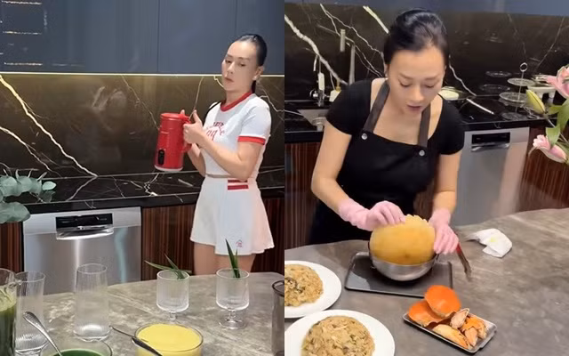 Phương Oanh còn rất chịu chi mua sắm đủ loại dụng cụ nhà bếp, các loại máy móc hiện đại phục vụ cho công việc nội trợ. Ảnh chụp màn hình