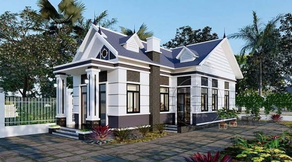 Mang phong cách hiện đại, nhà mái Thái chữ L thiết kế tối giản từ kiến trúc đến nội thất. Phần mái thiết kế tỉ mỉ, đảm bảo tính chắc chắn và thoát nước mưa nhanh chóng. Ảnh: Neohouse 