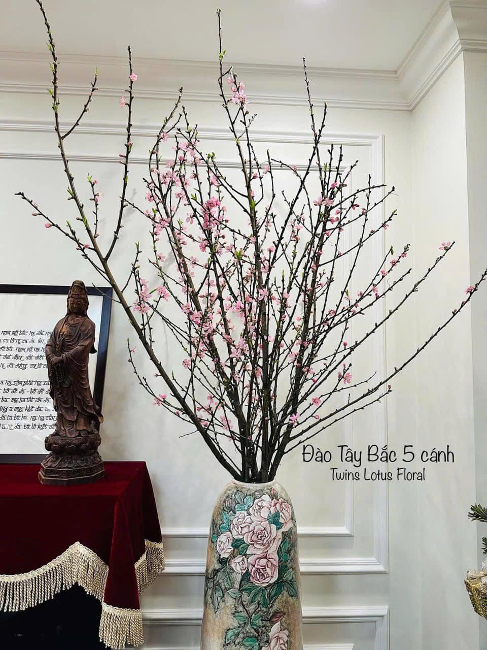 Mỗi bó đào phai 5 cánh giá 130.000 - 140.000 đồng. Ảnh; FB Mai Út