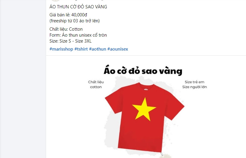 Ao thun in co do sao vang hut khach dip le 30/4