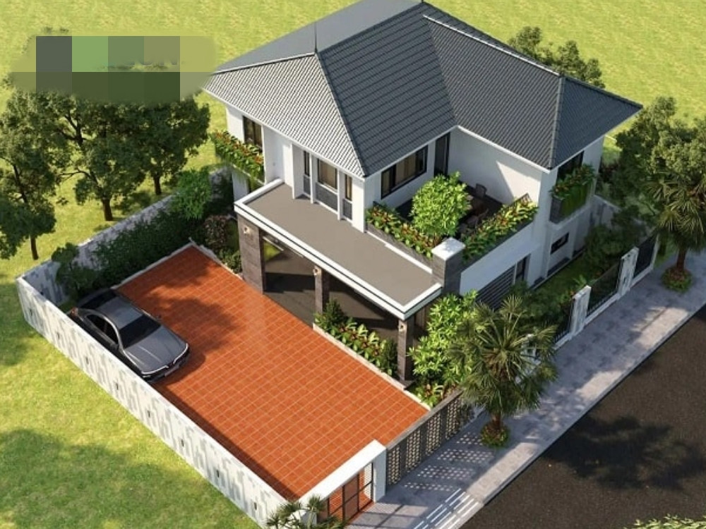 Mẫu nhà mái Nhật có sân vườn mang lại không gian sống gần gũi thiên nhiên, tạo môi trường xanh mát. Ảnh: Igcons