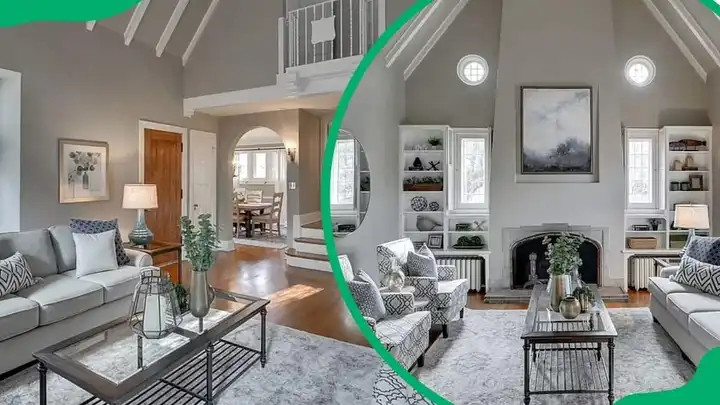 Bên trong căn nhà sử dụng gam màu trắng chủ đạo, từ thảm, ghế sofa đến đèn bàn và cửa ra vào. Ảnh: UGC