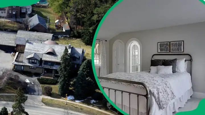 Phòng ngủ chính được bài trí trang nhã với tone màu trắng, có điểm nhấn màu đen. Ảnh: UGC