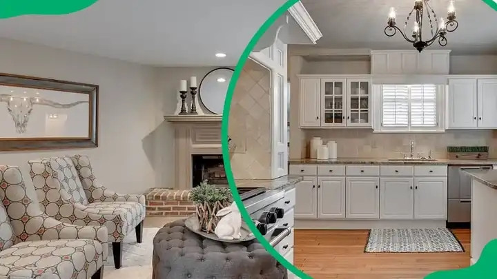 Phòng bếp hình chữ U theo phong cách thuộc địa của Warren Buffett gợi nhớ những năm 90. Ảnh: UGC