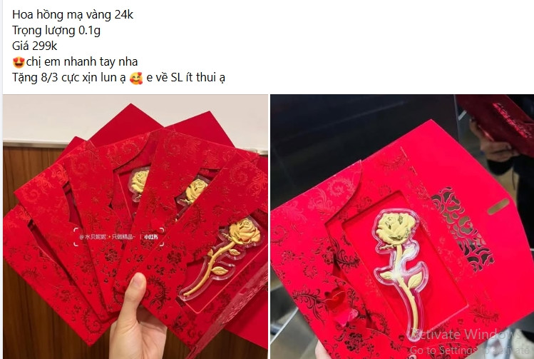 Vài trăm nghìn đồng một bông hoa hồng mạ vàng ngày 8/3 - Hình 3 Vai tram nghin dong mot bong hoa hong ma vang ngay 8/3-Hinh-3