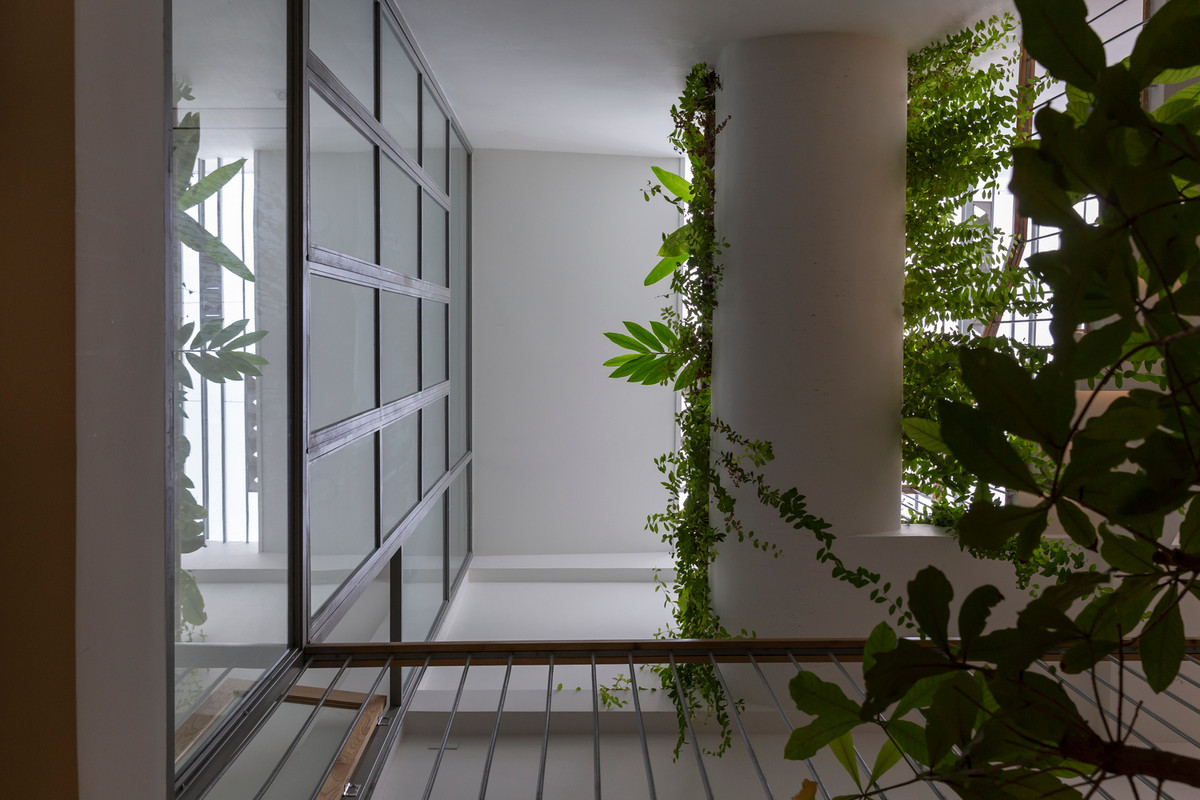 Để lấy thêm ánh sáng và điều hòa khí hậu, giếng trời đặt giữa nhà. Ảnh: Thiết Vũ