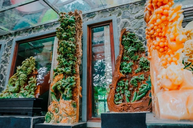 Ngoài sở thích chơi cây quý lâu năm, doanh nhân Bùi Quang Ngọc còn có đam mê sưu tầm đá ngọc và gỗ hóa thạch. Ảnh: Nhịp sống thị trường