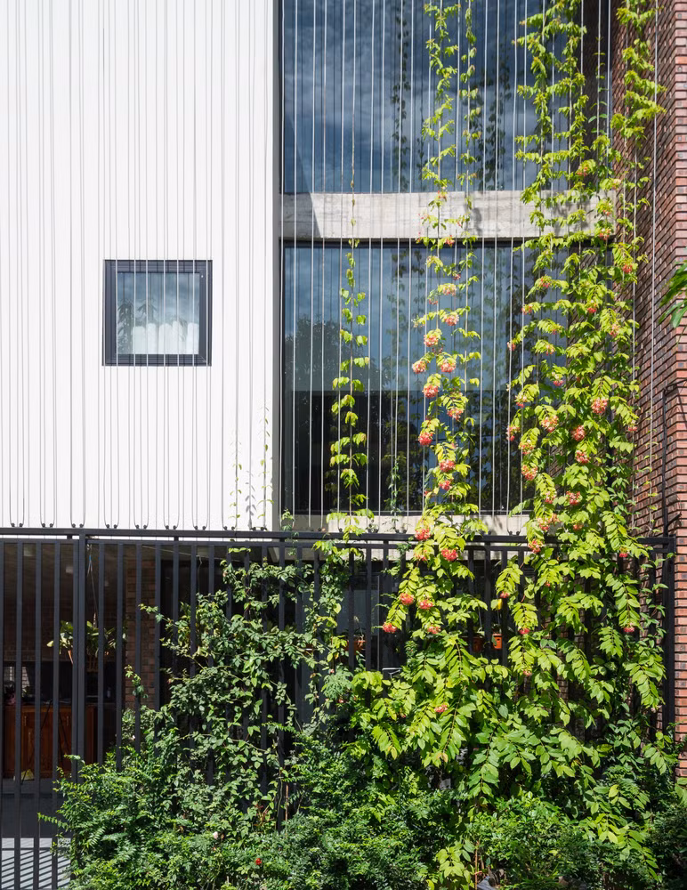 Mặt tiền sử dụng kính và một lớp lưới thép bảo vệ tạo góc nhìn thoáng đãng. Ảnh: Triệu Chiến