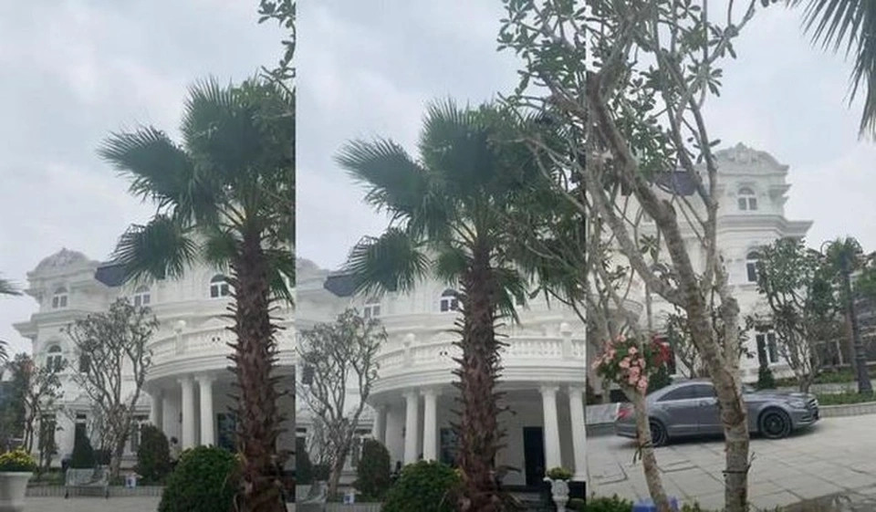 Dinh thự của Lan Khuê mang kiến trúc châu Âu, được dát vàng và rất rộng. Nhìn từ phía ngoài, căn biệt thự này lộng lẫy như một tòa lâu đài trắng sang trọng. Ảnh: FBNV