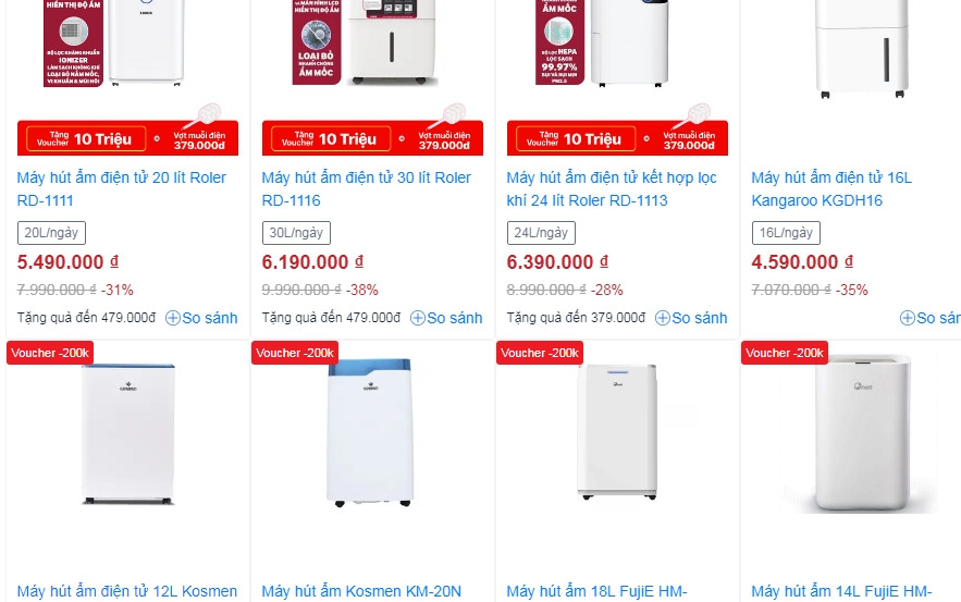 Miền Bắc vào mùa nồm, khách đổ xô mua mua máy hút ẩm Mien Bac vao mua nom, khach do xo mua mua may hut am