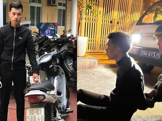 Hà Nội: Đang dắt xe ăn trộm thì bị công an phát hiện bắt giữ Ha Noi: Dang dat xe an trom thi bi cong an phat hien bat giu