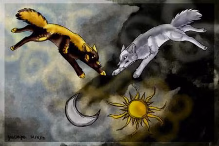 Trên Trái Đất, con người phải giải cứu Mặt Trời hoặc Mặt Trăng bằng cách tạo ra tiếng ồn để xua đuổi những con sói.