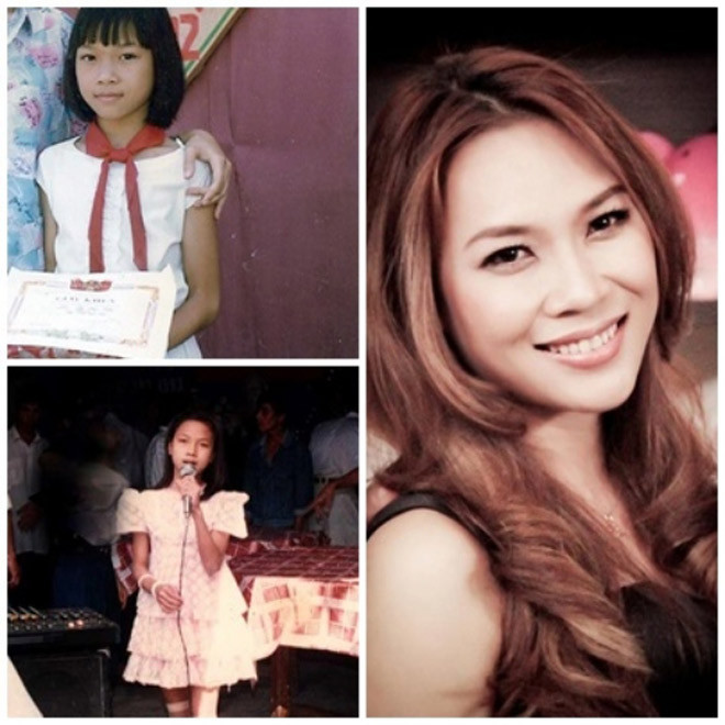 "Họa mi hát" Mỹ Tâm cho thấy nét đẹp tự nhiên và niềm đam mê ca hát từ ngày đi học cấp một còn đeo khăn quàng đỏ.