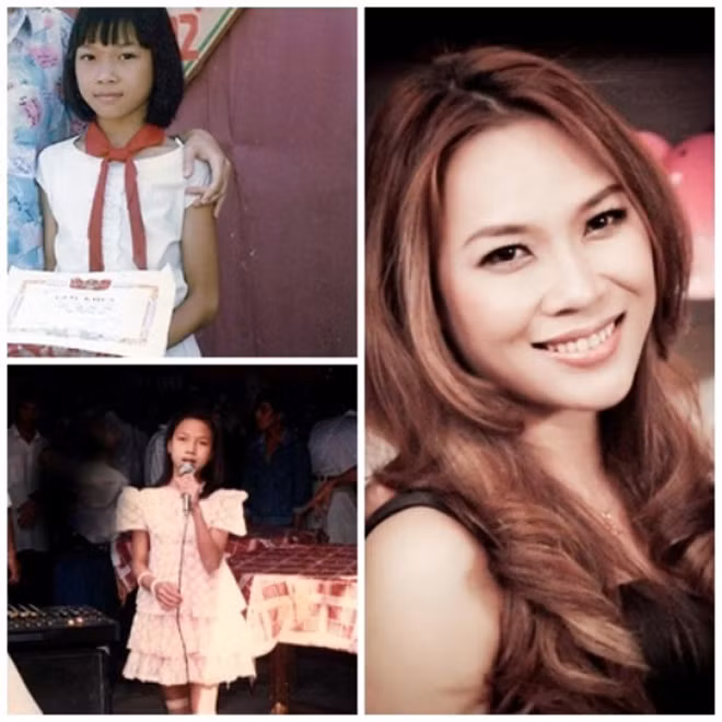 "Họa mi hát" Mỹ Tâm cho thấy nét đẹp tự nhiên và niềm đam mê ca hát từ ngày đi học cấp một còn đeo khăn quàng đỏ.