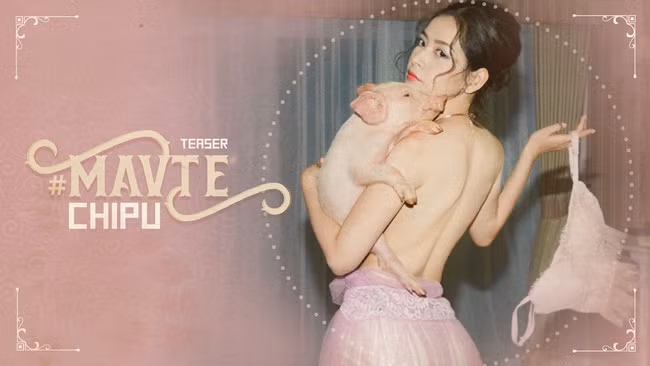 Chi Pu gay soc khi om heo, ban nude trong MV moi
