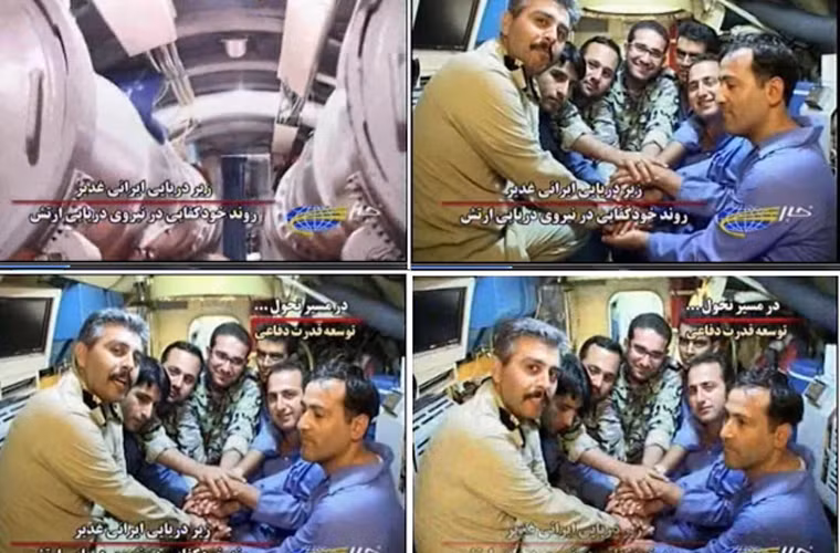 Thủy thủ Iran bên trong không gian chật hẹp của tàu ngầm mini.