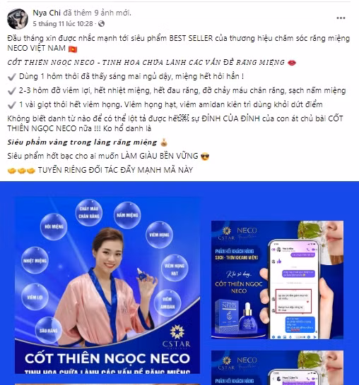 San pham xit mieng va Cot Thien Ngoc NECO quang cao “no” nhu than duoc?