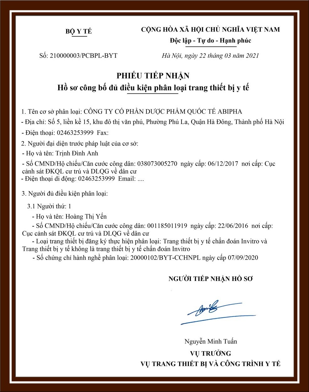 Duoc pham Abipha thuc hien phan loai trang thiet bi y te nhu the nao?