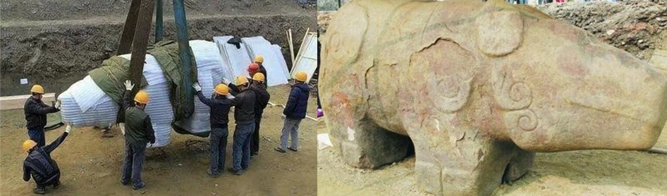 Do tảng đá quá nặng và nằm sâu dưới lòng đất nên các cần cẩu khi ấy không thể đưa nó lên mặt đất. Vì vậy, Sở Di tích Văn hóa tỉnh Tứ Xuyên quyết định giữ nguyên hiện trạng tảng đá và tiếp tục xây dựng tòa nhà viễn thông 6 tầng trên đó.