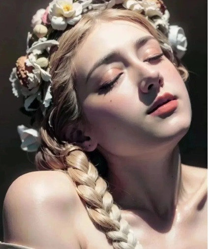 Các chuyên gia đã chọn bức tượng trên để AI khôi phục gương mặt của cô dâu. Hình ảnh phục dựng cho thấy cô dâu có nước da trắng mịn, sở hữu vẻ đẹp tinh khôi, thuần khiết tựa thiên thần.