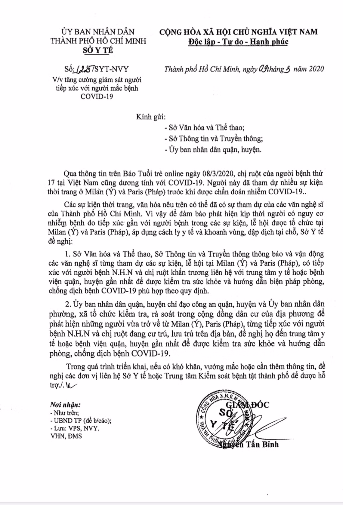 Tai sao TP HCM lai keu goi ca si, nghe si den co so y te kham COVID-19?