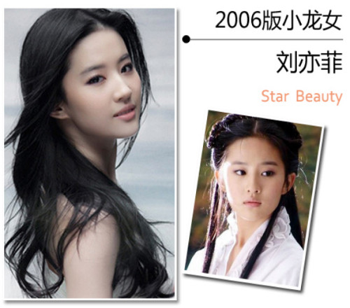 Lưu Diệc Phi. Phiên bản Thần điêu đại hiệp do CCTV sản xuất năm 2006 với vai Tiểu Long Nữ được giao cho nữ diễn viên trẻ Lưu Diệc Phi vừa tròn 17 tuổi thể hiện. Cô trở thành Tiểu Long Nữ nhỏ tuổi nhất màn ảnh. Vẻ đẹp thánh thiện của Lưu Diệc Phi làm cho tạo hình của cô gần gũi với nhân vật từ nguyên tác, đặc biệt là nét thoát tục như một tiên nữ.