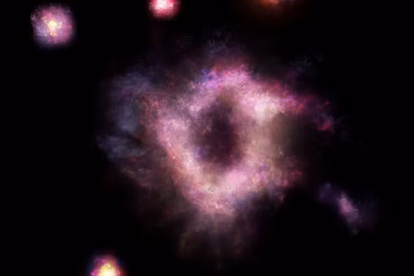 Trong đó thiên hà xoắn ốc trên thực tế không bị xé ra, mà một thứ bí ẩn khác đã tạo ra 2 "bóng ma" méo mó của nó, đánh lừa kính thiên văn của người Trái Đất.